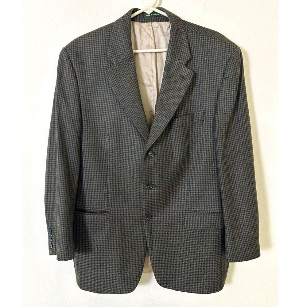 Lauren Ralph Lauren Blazer‎ 43R 100% Lambs wool Houndstooth 3 Button Sport Coat